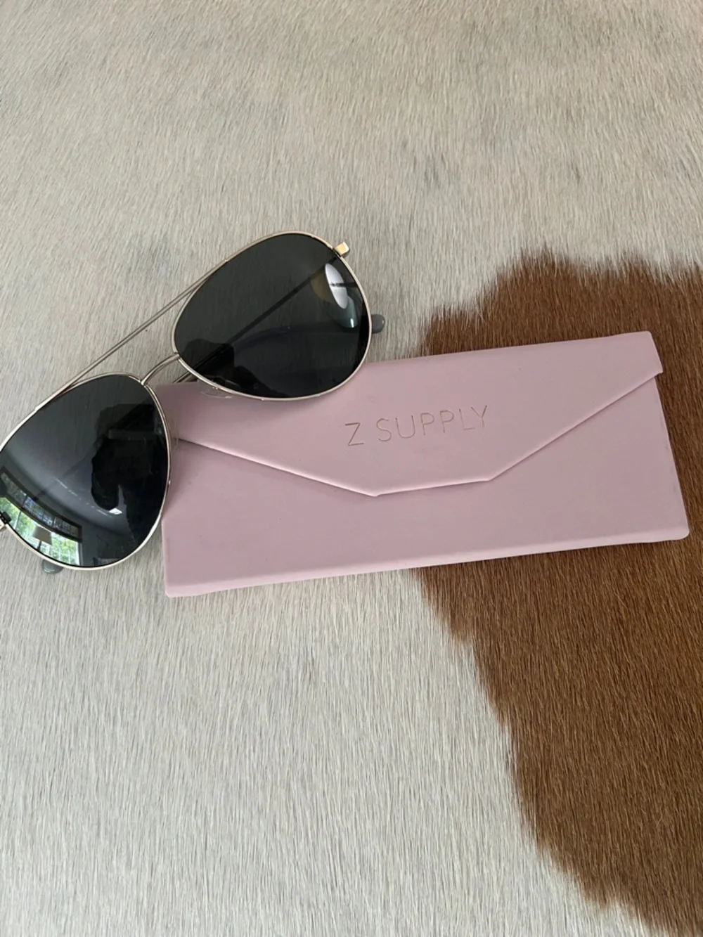 Z Supply Driver  Aviator Sunglasses - Gold Frame with Gray Lenses MSRP $79